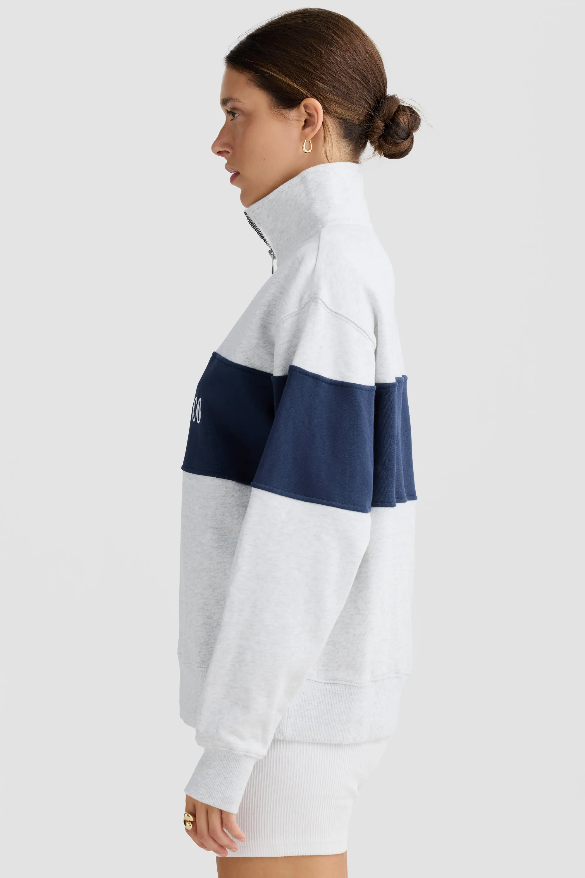 Classic Logo Quarter Zip White Marle