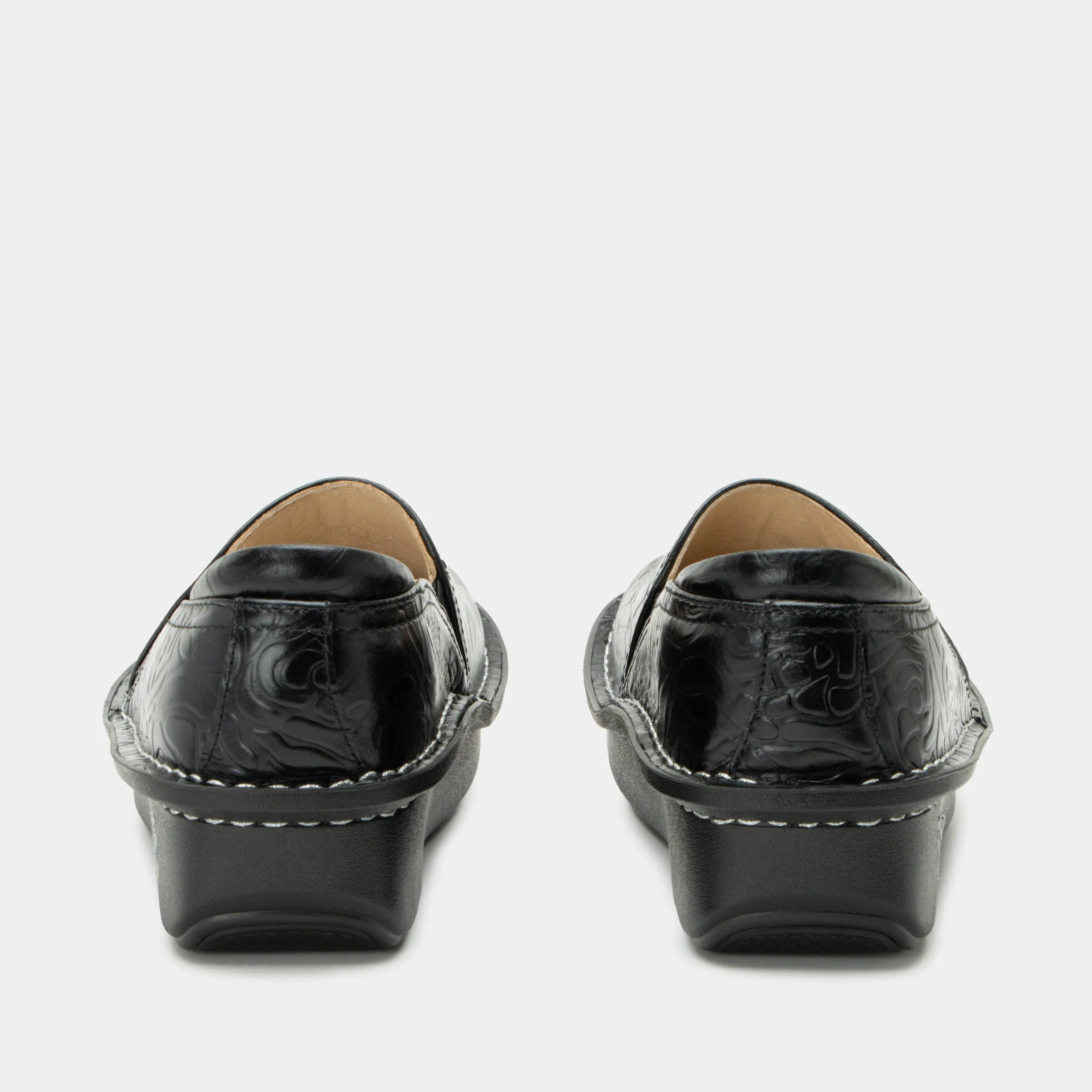 Debra Black Embossed Rose Shoe