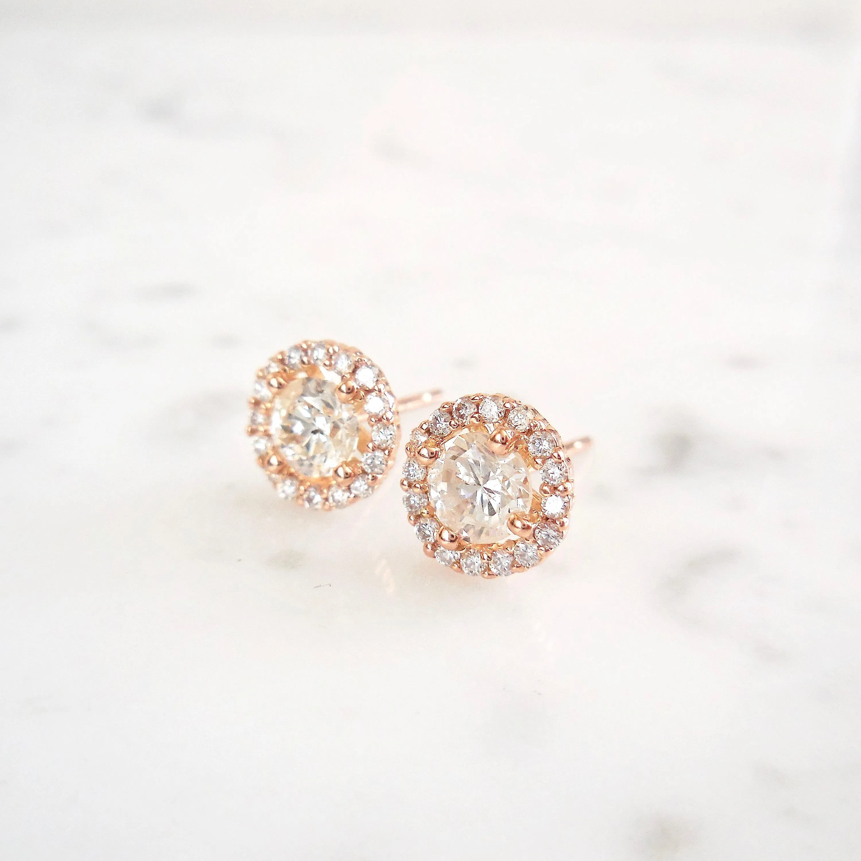 Diamond Halo Stud Earrings (EGL Certified), Certified Diamond Studs for Women