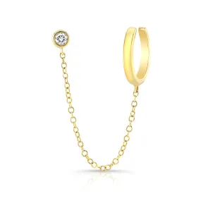 Diamond Stud and Gold Earcuff Earring