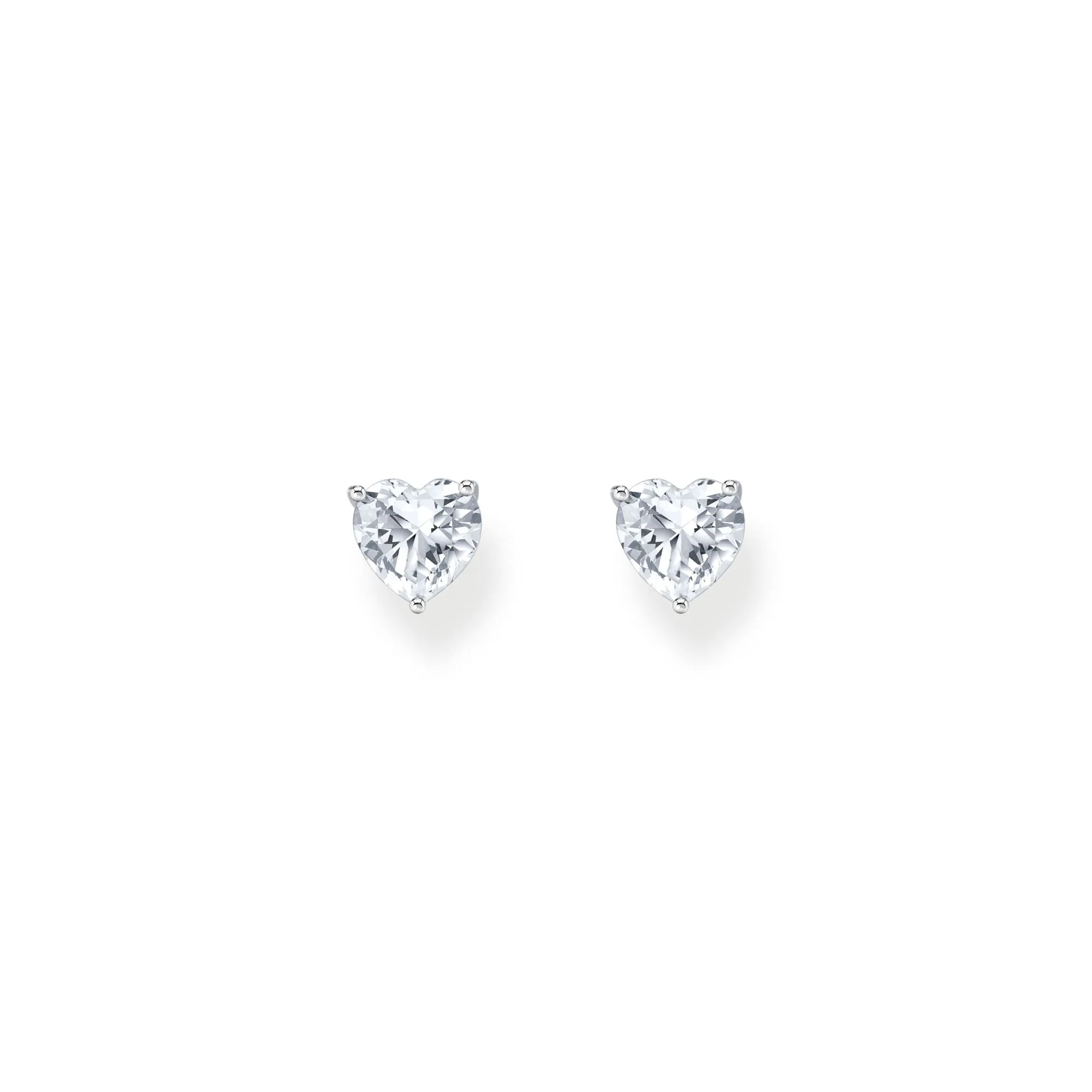 Ear studs heart-shaped with white zirconia