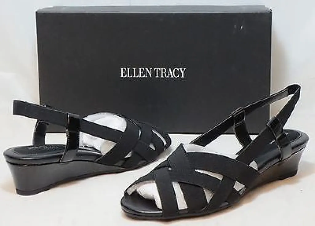 ELLEN TRACY Women's Jonas Sandal - Black Patent -  size 7M