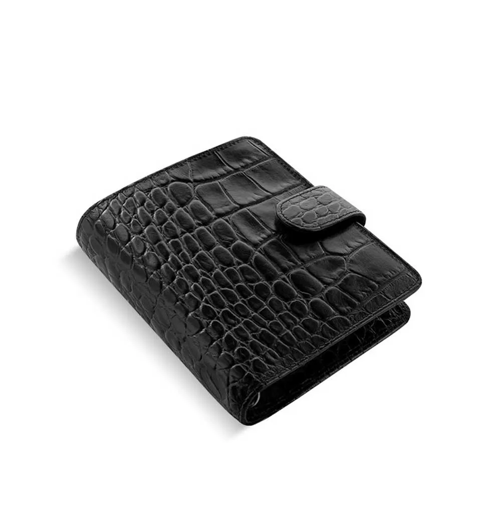 Filofax Classic Croc Print Pocket Ebony Leather Organizer Agenda 2024