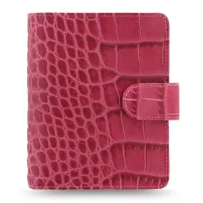 Filofax Classic Croc Print Pocket Fuchsia Leather Organizer Agenda 2024