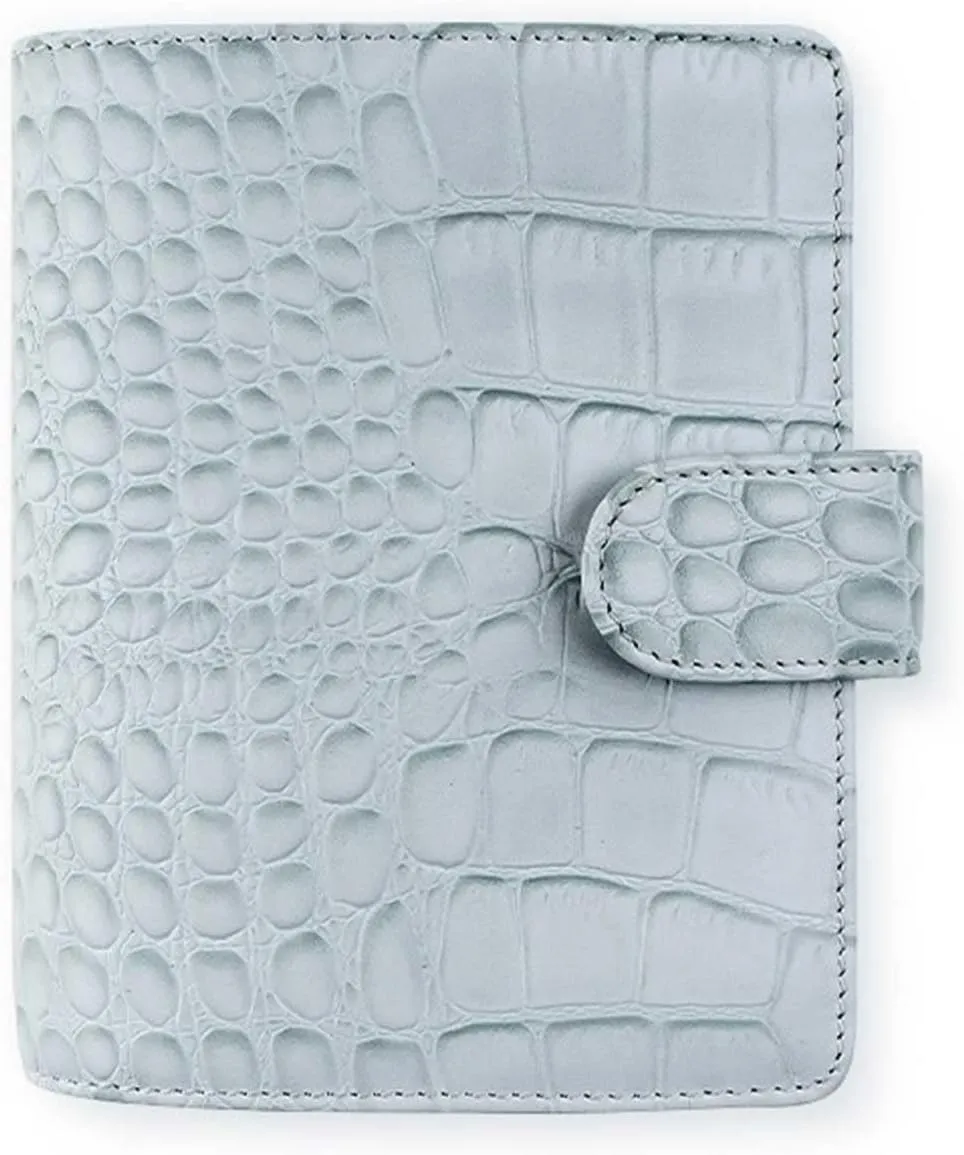 Filofax Classic Croc Print Pocket Silver Mist Leather Organizer Agenda 2024