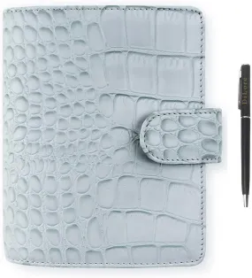 Filofax Classic Croc Print Pocket Silver Mist Leather Organizer Agenda 2024