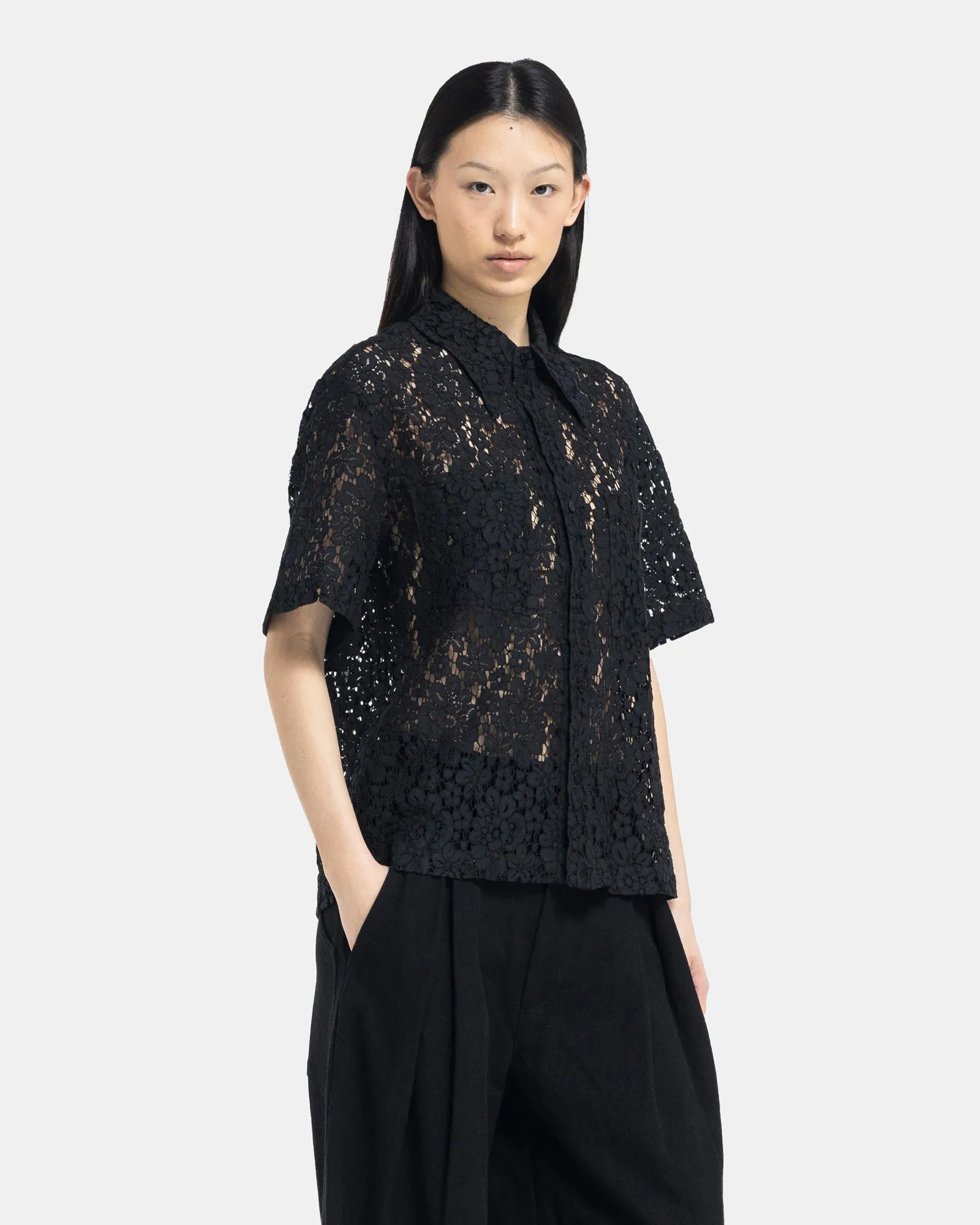 Flora Button Down in Onyx