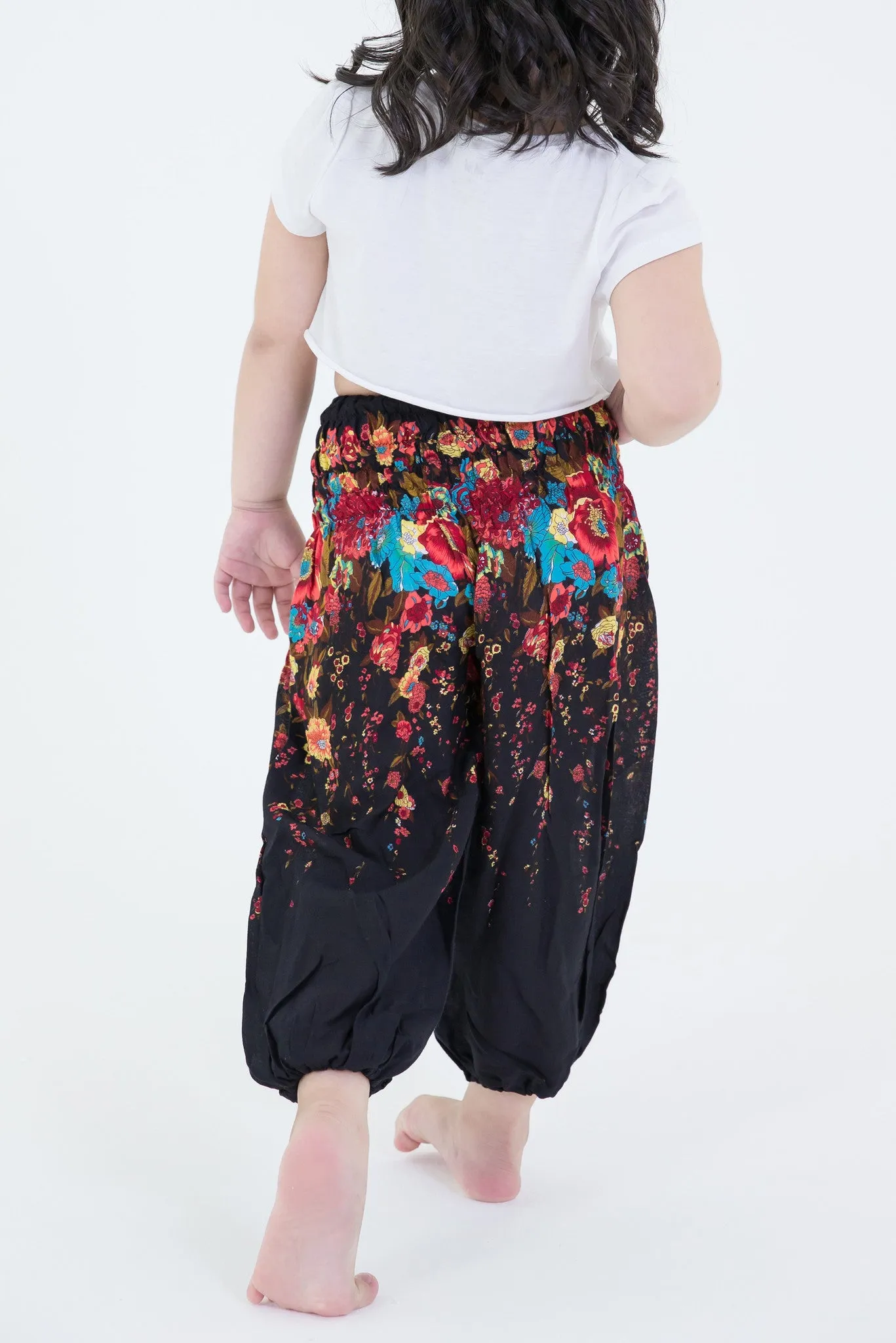 Floral Kids Harem Pants in Black