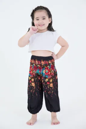 Floral Kids Harem Pants in Black