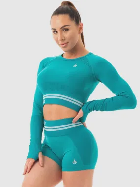 FREESTYLE SEAMLESS LONG SLEEVE CROP - TEAL