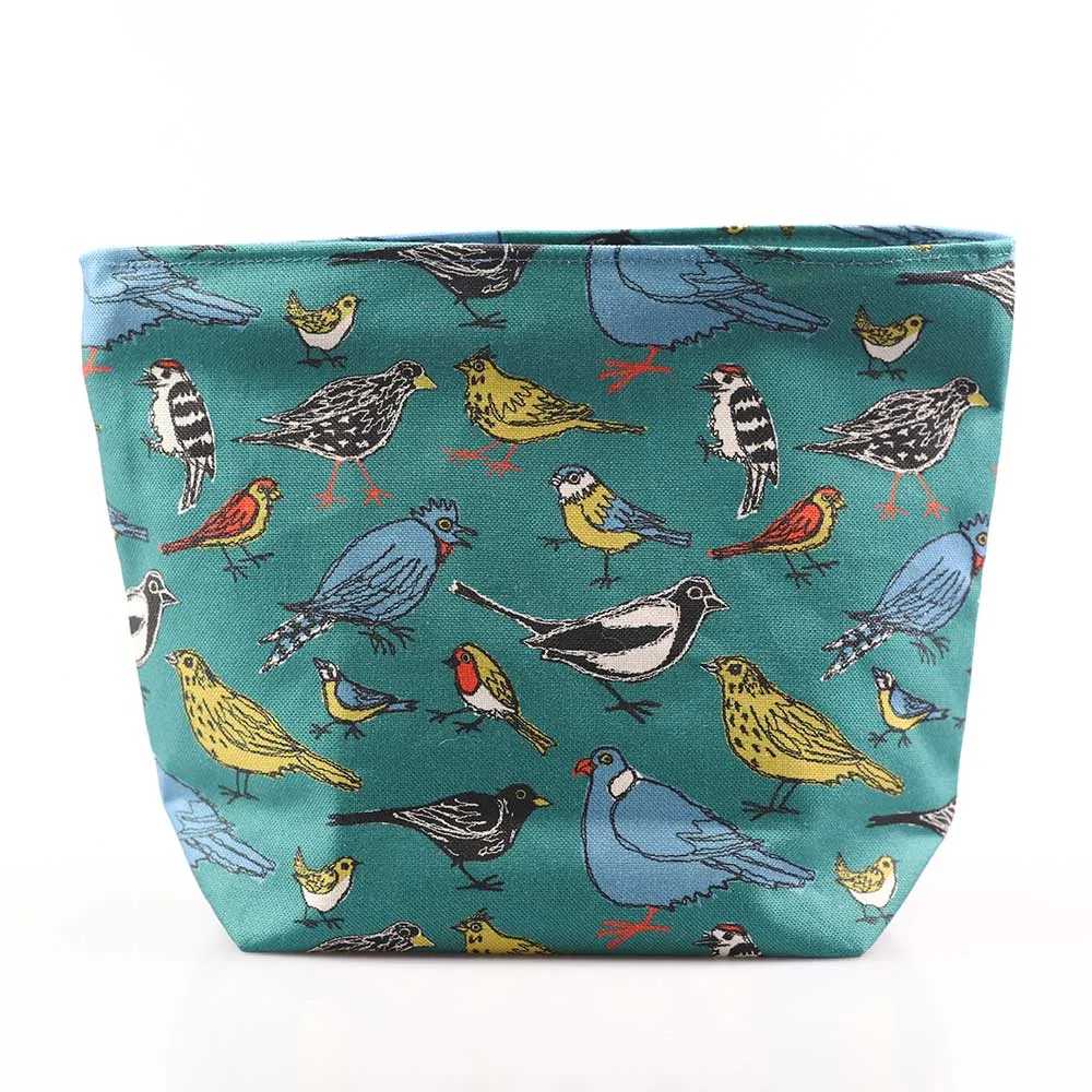 garden birds big make up bag