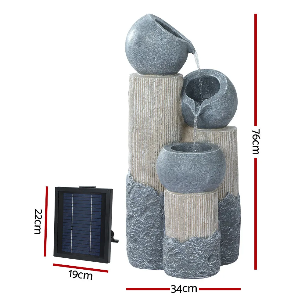 Gardeon Solar Water Fountain Features Outdoor 3 Tiered LED Lights Bird Bath