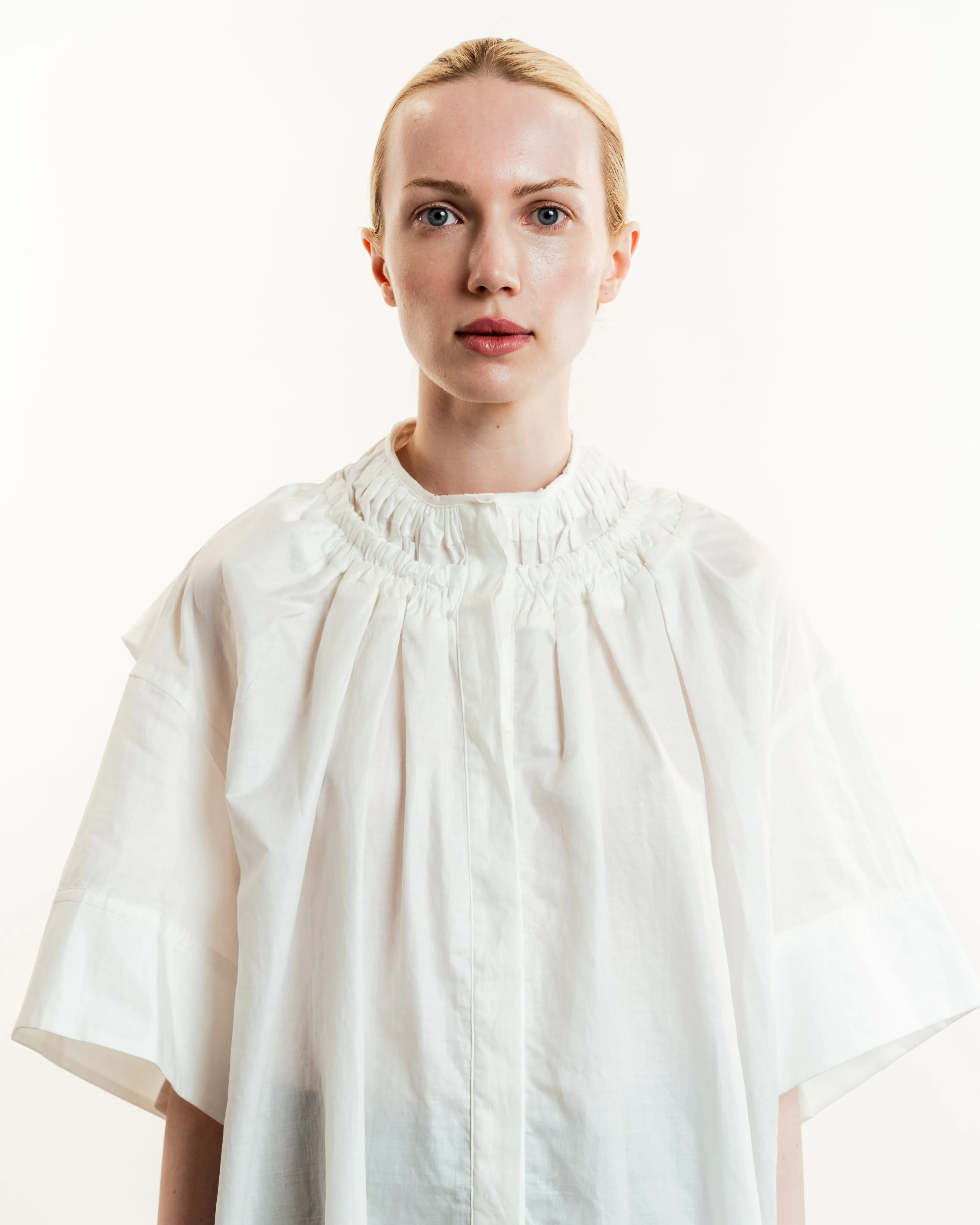 Gathered Double-Collar Shirt