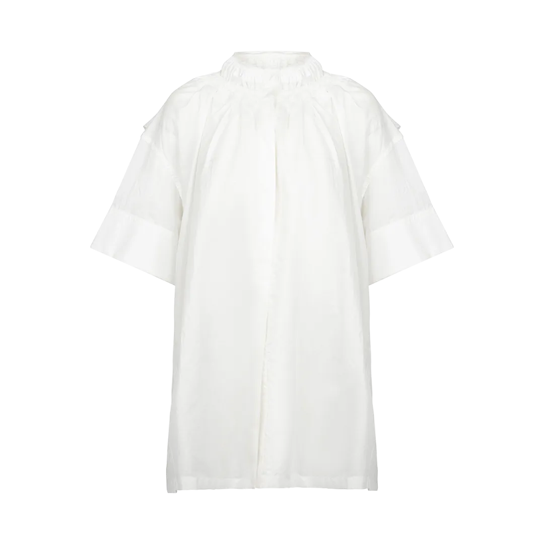 Gathered Double-Collar Shirt