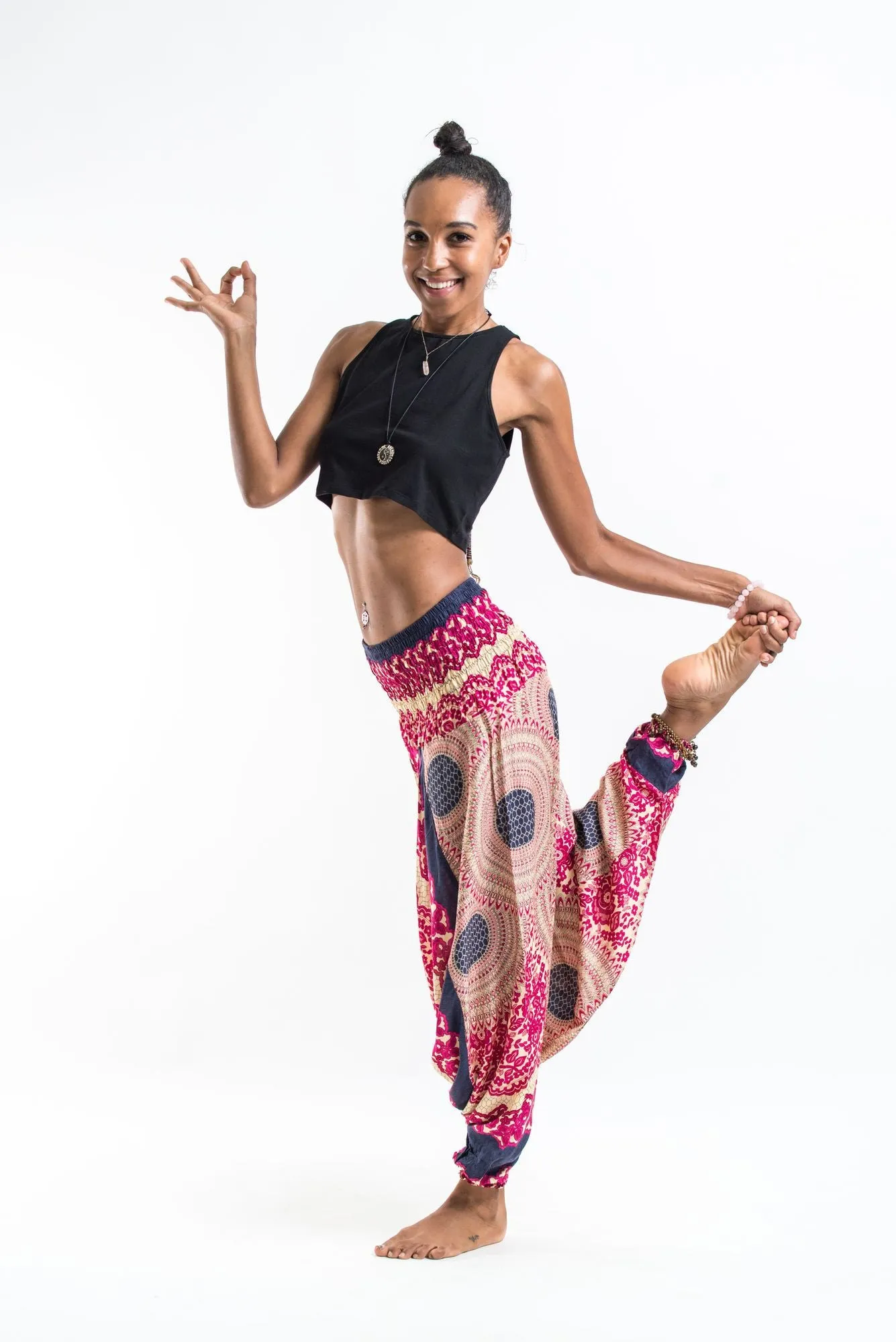 Geometric Mandalas 2-in-1 Jumpsuit Harem Pants in Pink