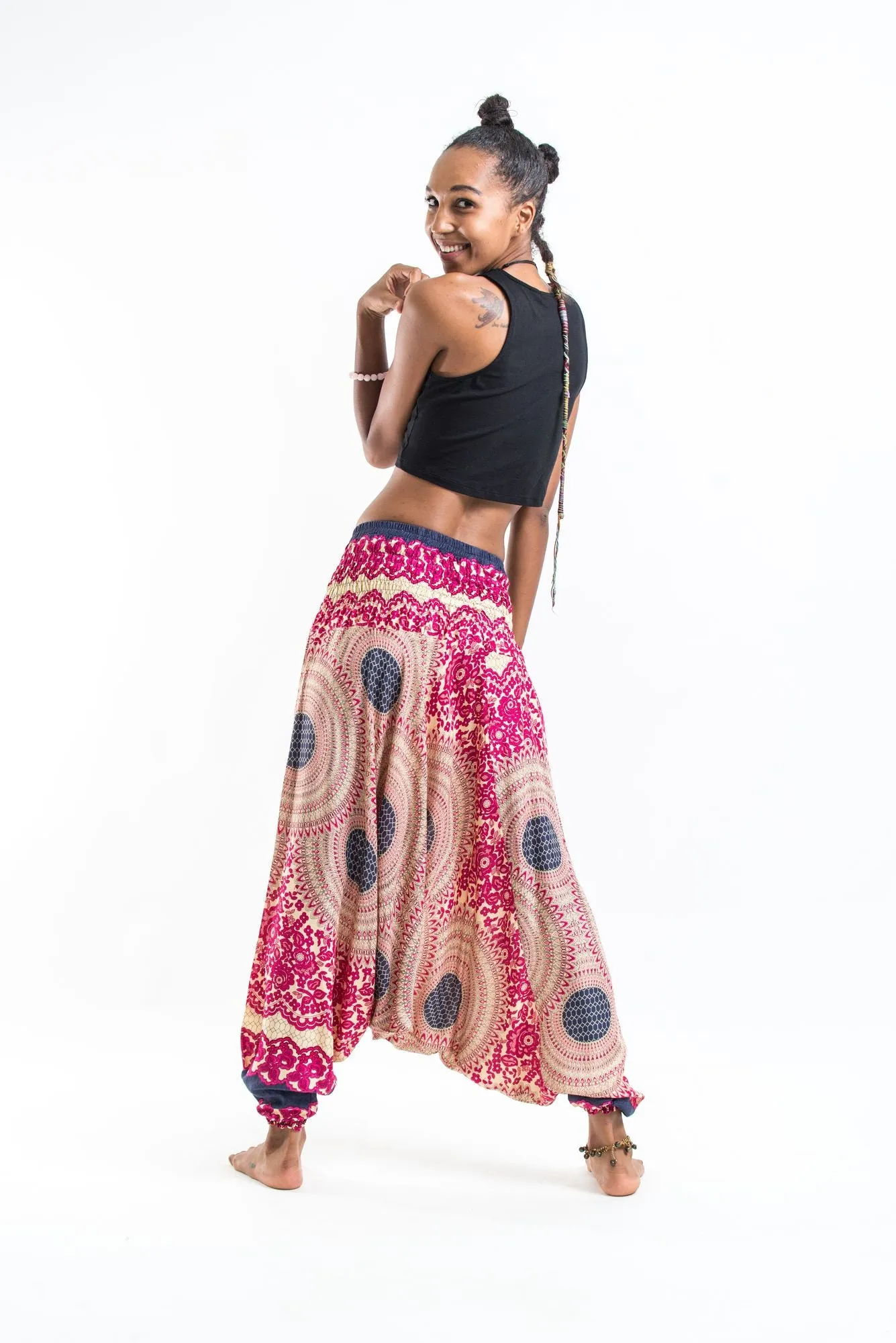 Geometric Mandalas 2-in-1 Jumpsuit Harem Pants in Pink