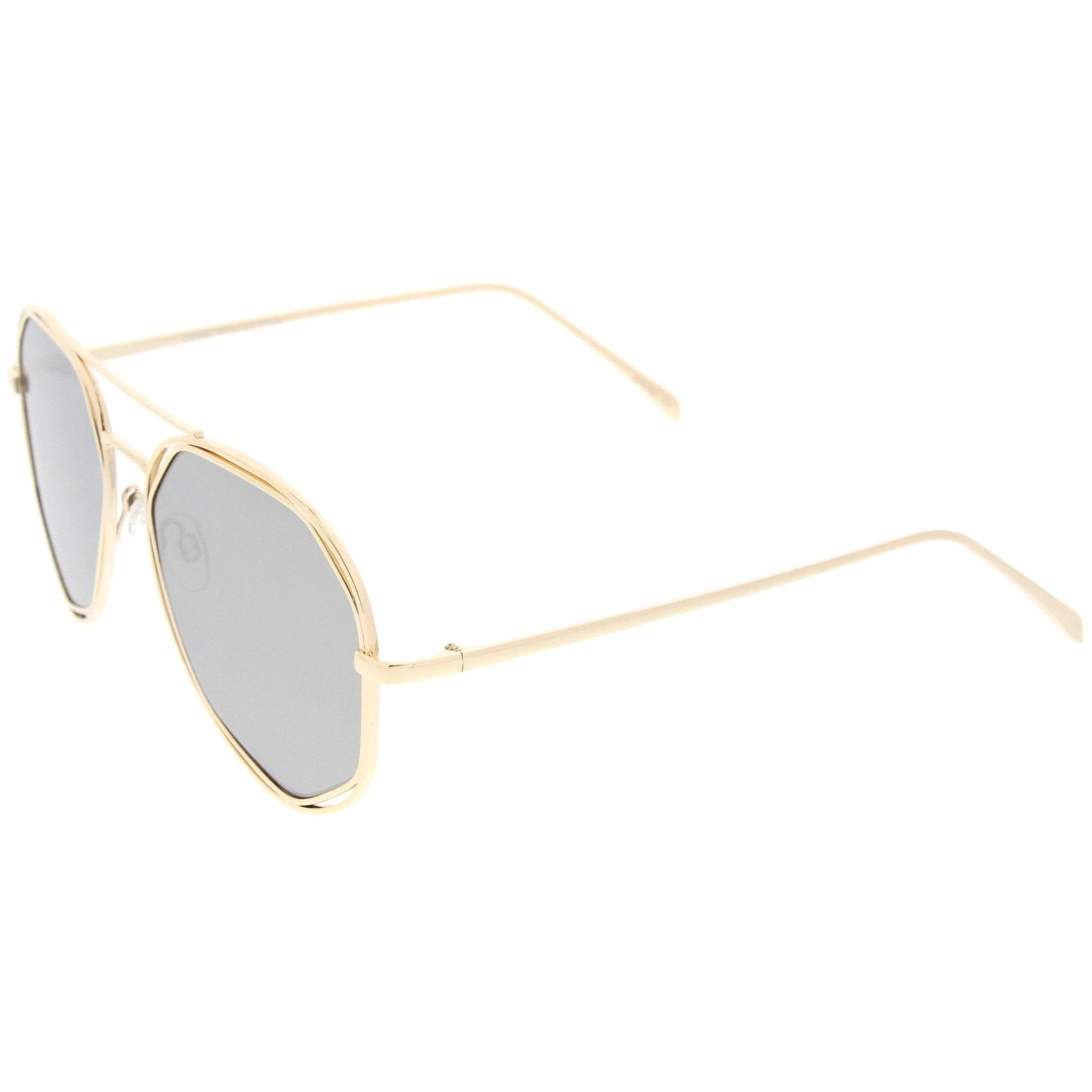 Geometric Mirrored Lens Aviator Sunglasses