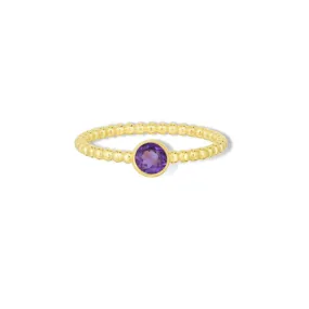 Gold Beaded Amethyst Ring