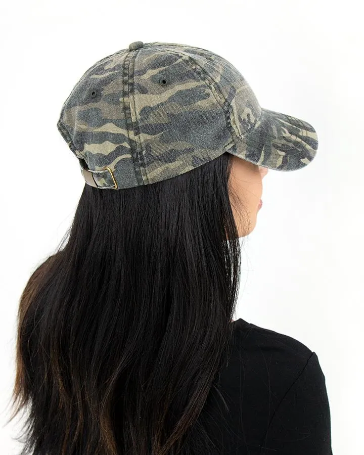 Grace & Lace Cream Vintage Baseball Hat (Vintage Camo Print)