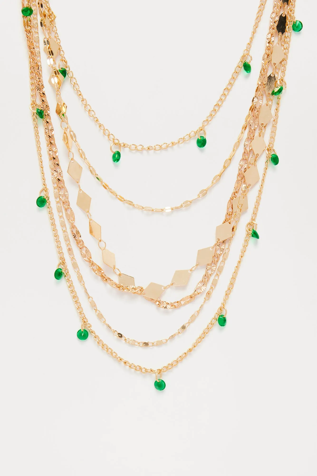 Green Iris Necklace - Gold/Green