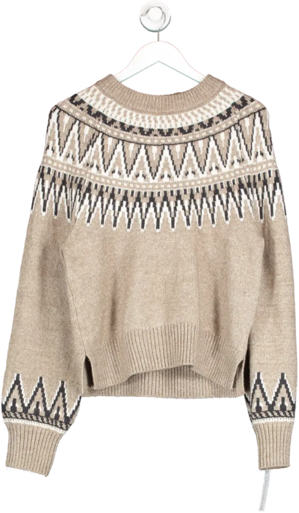 H&M Brown Jacquard Knit Jumper UK M