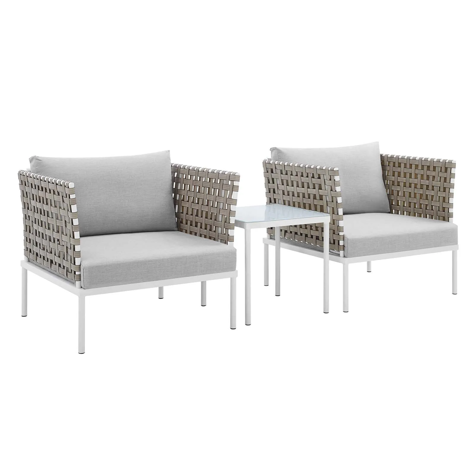 Harmony 3-Piece  Sunbrella® Basket Weave Outdoor Patio Aluminum Seating Set