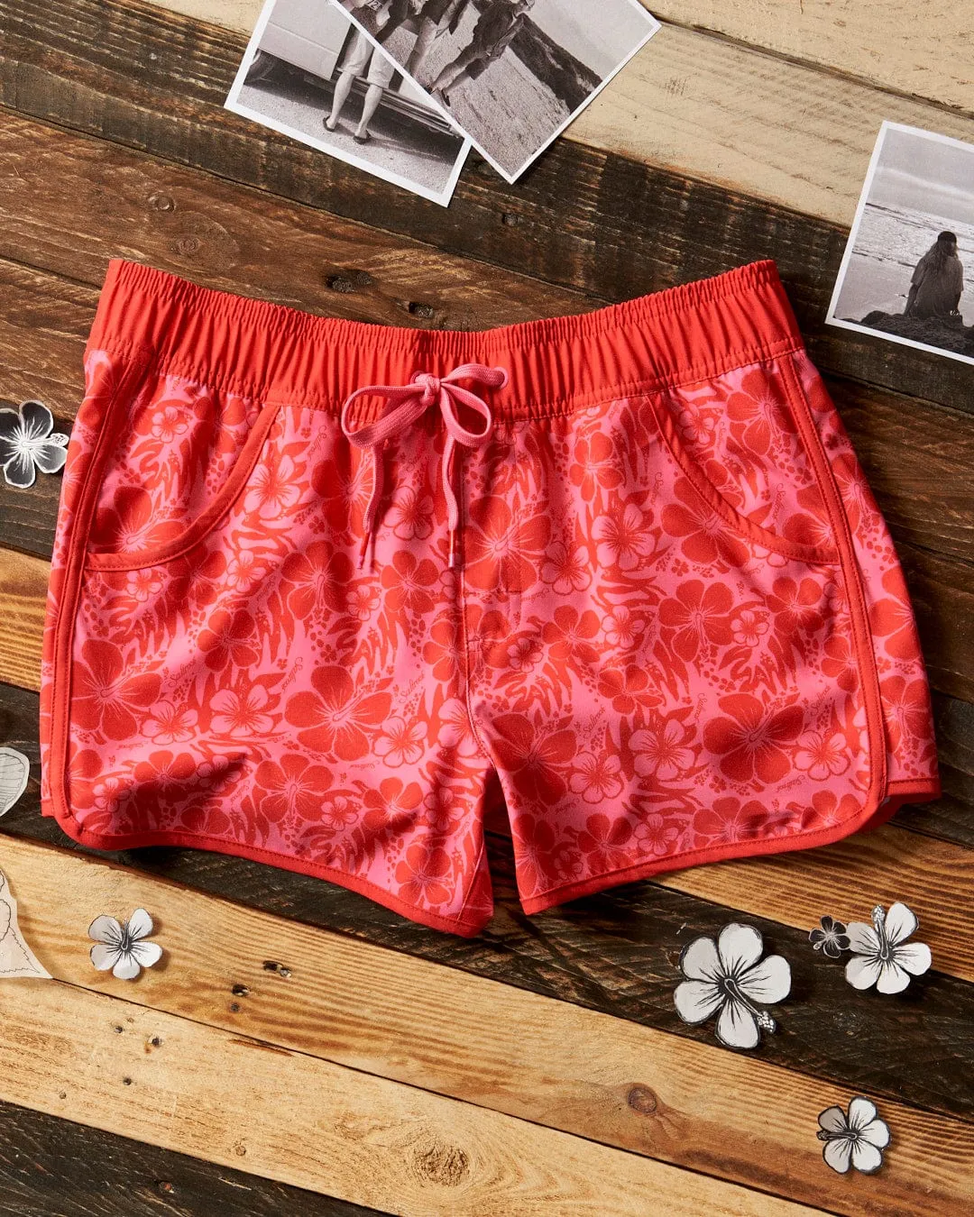 Hibiscus - Womens Boardshorts - Red/Pink