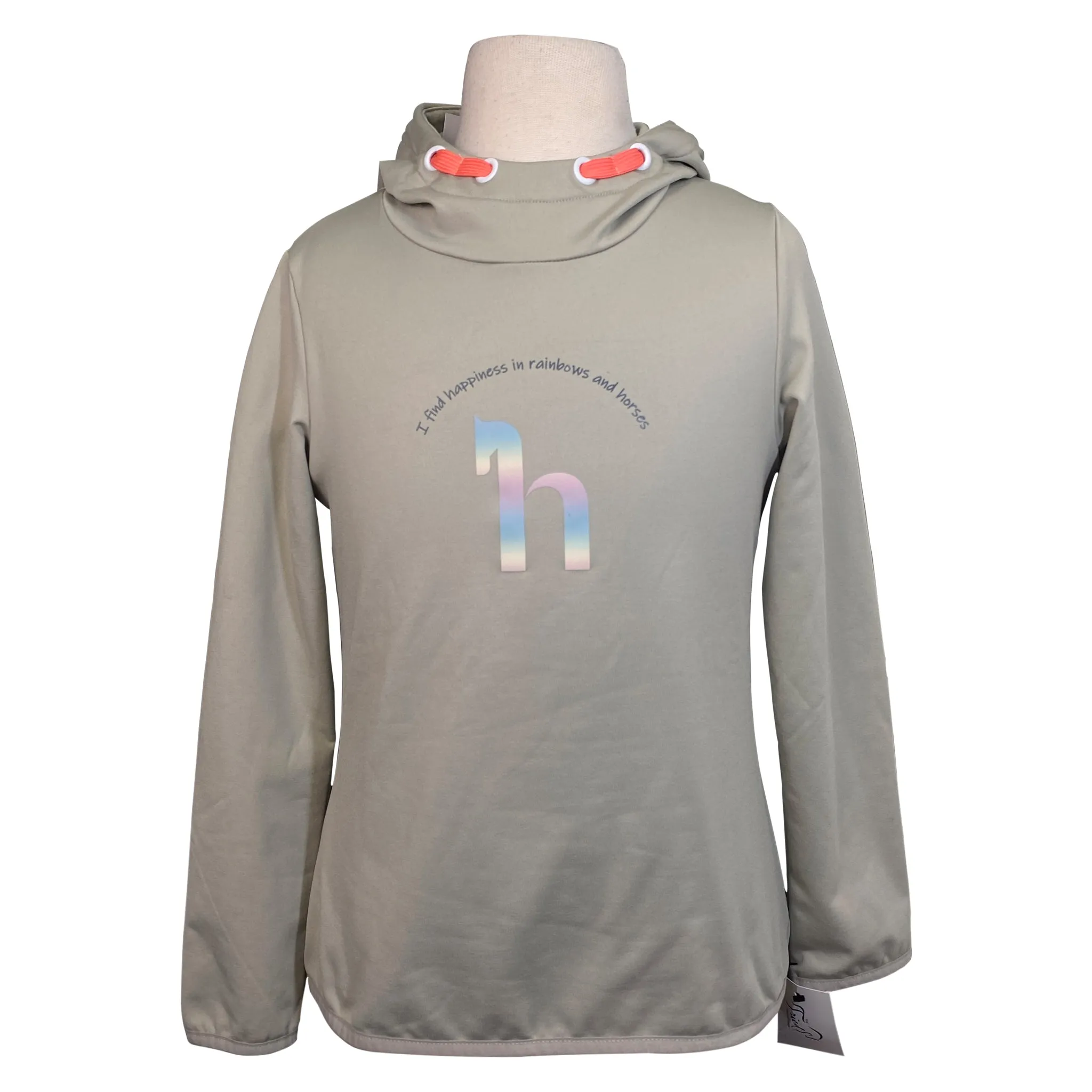 Horze 'Chloe' Rainbow Technical Hoodie in Pumice Stone - Children's Large