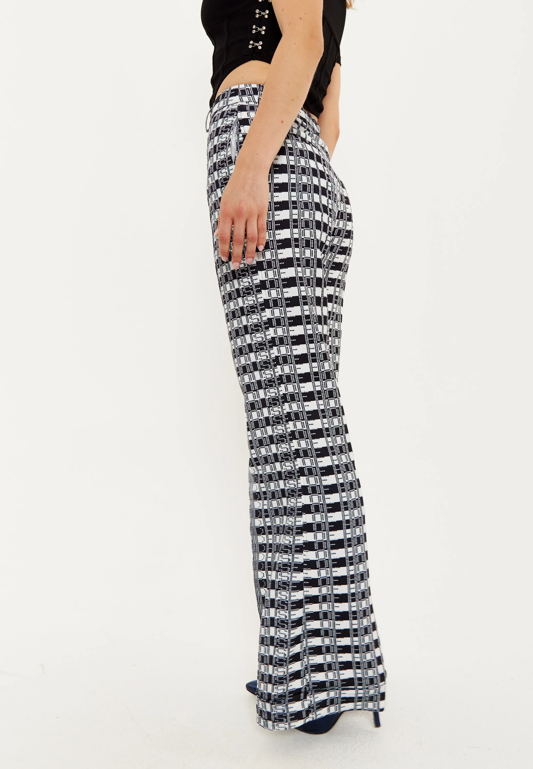 House Of Holland Striped and Logo Printed Trousers in Black and White