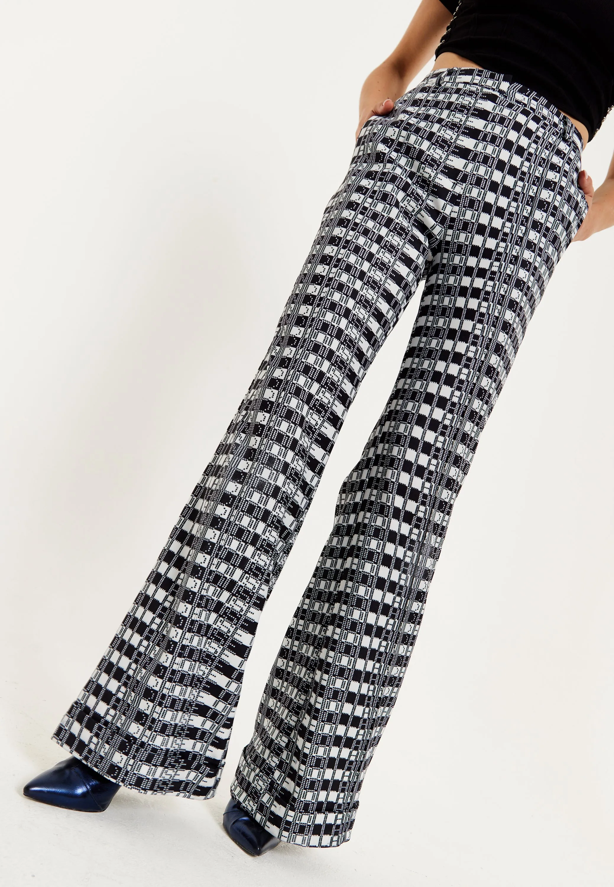 House Of Holland Striped and Logo Printed Trousers in Black and White