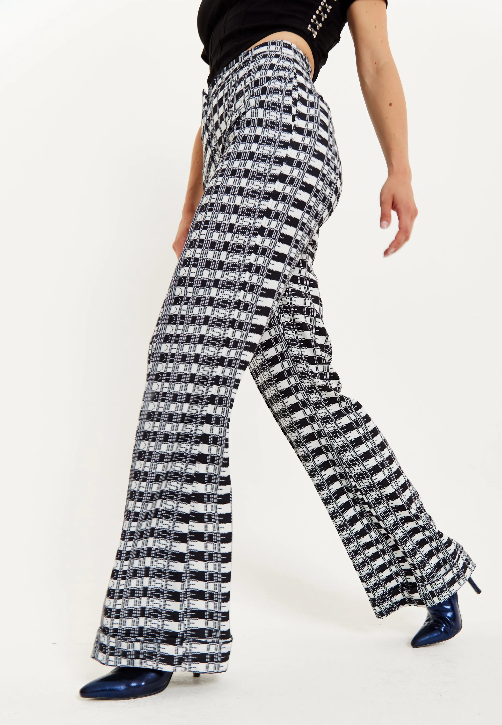 House Of Holland Striped and Logo Printed Trousers in Black and White