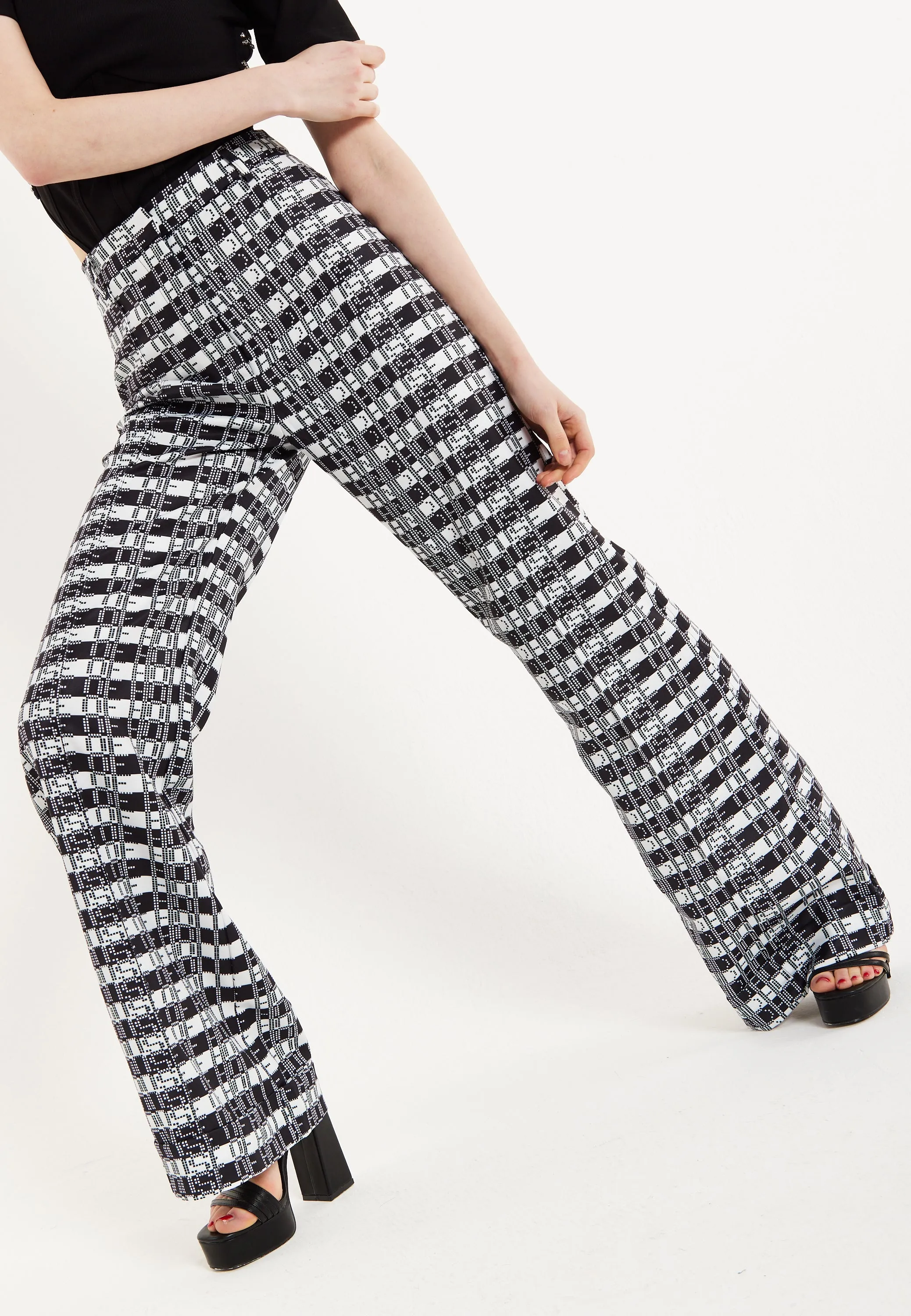 House Of Holland Striped and Logo Printed Trousers in Black and White