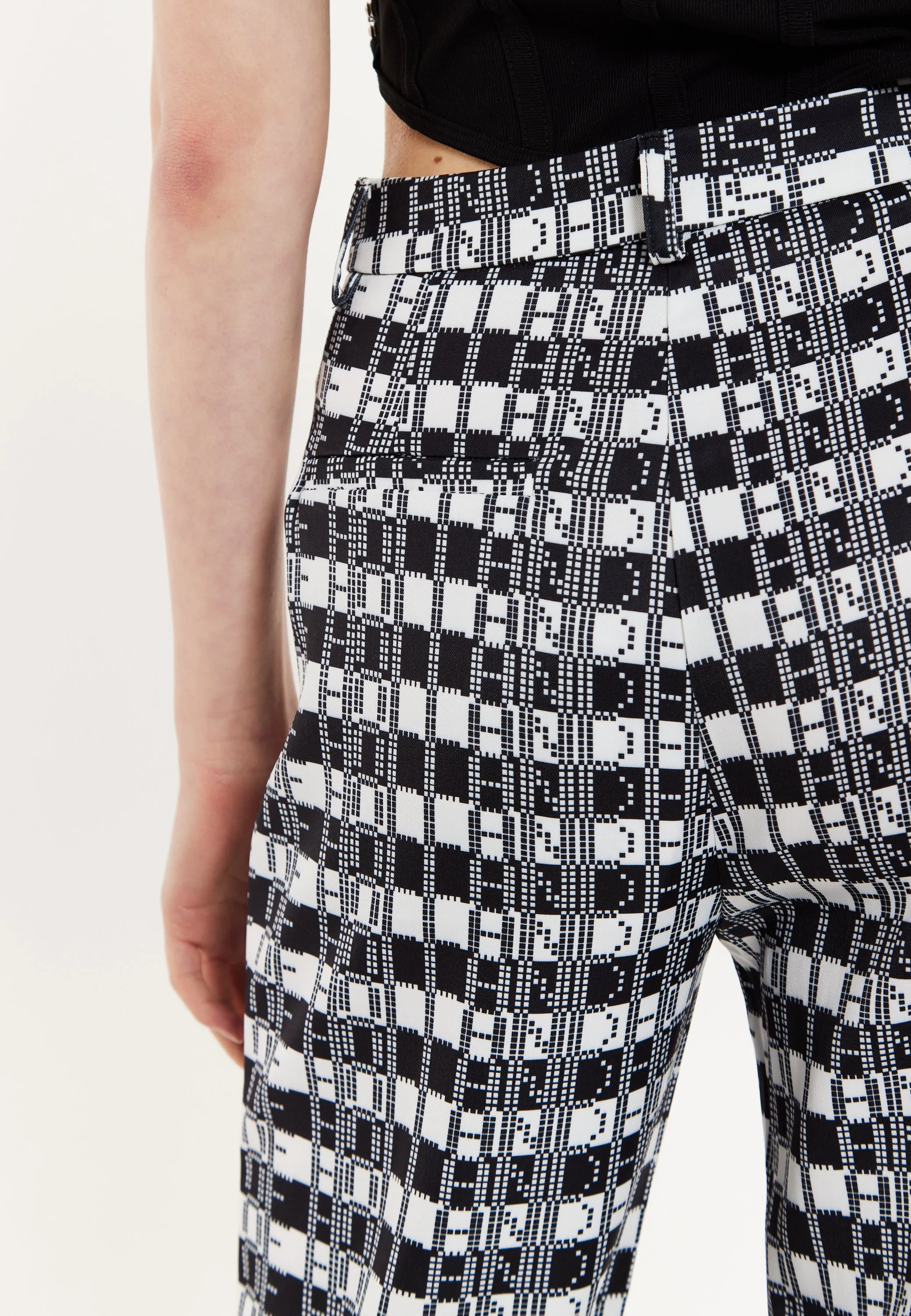 House Of Holland Striped and Logo Printed Trousers in Black and White