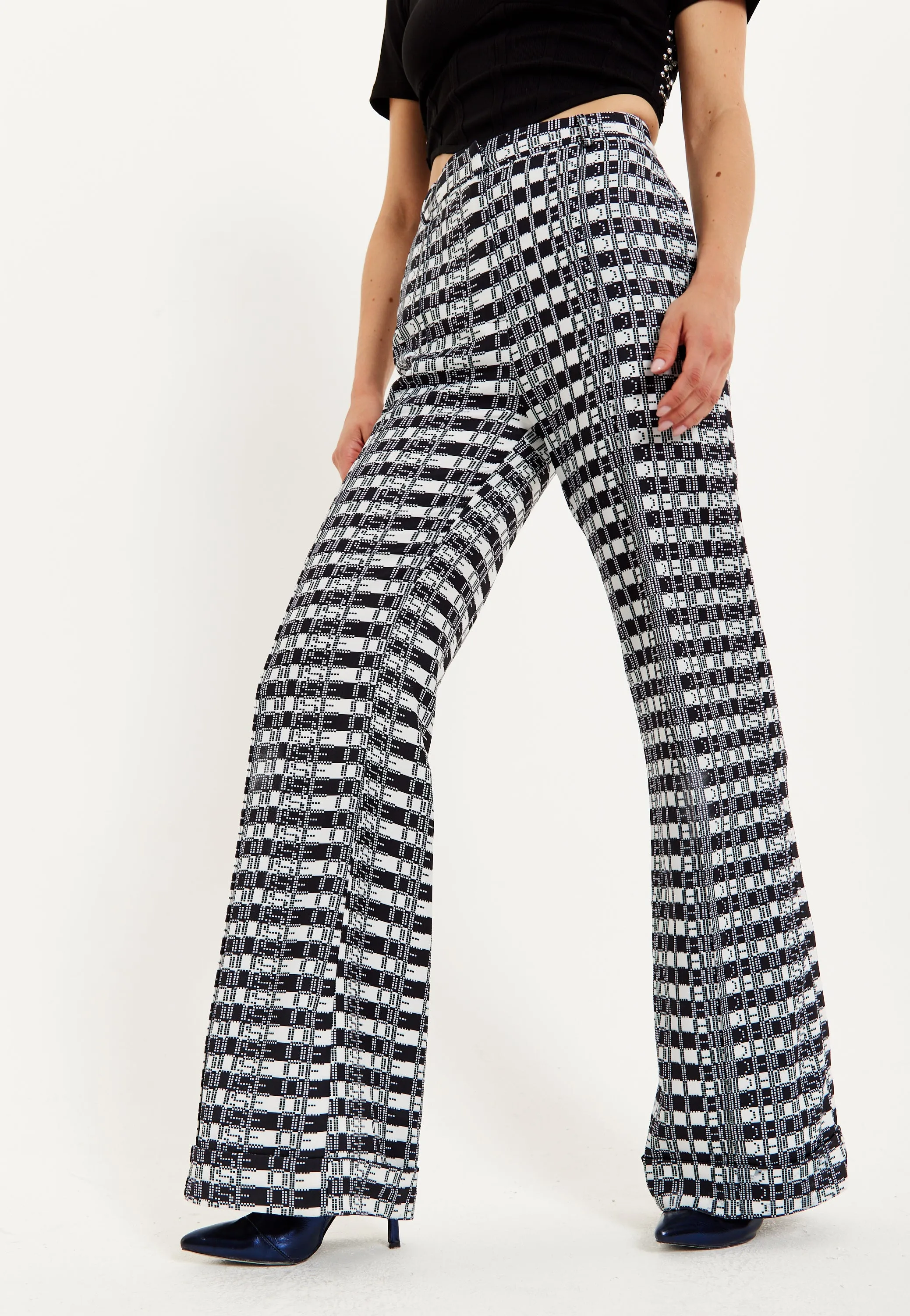 House Of Holland Striped and Logo Printed Trousers in Black and White