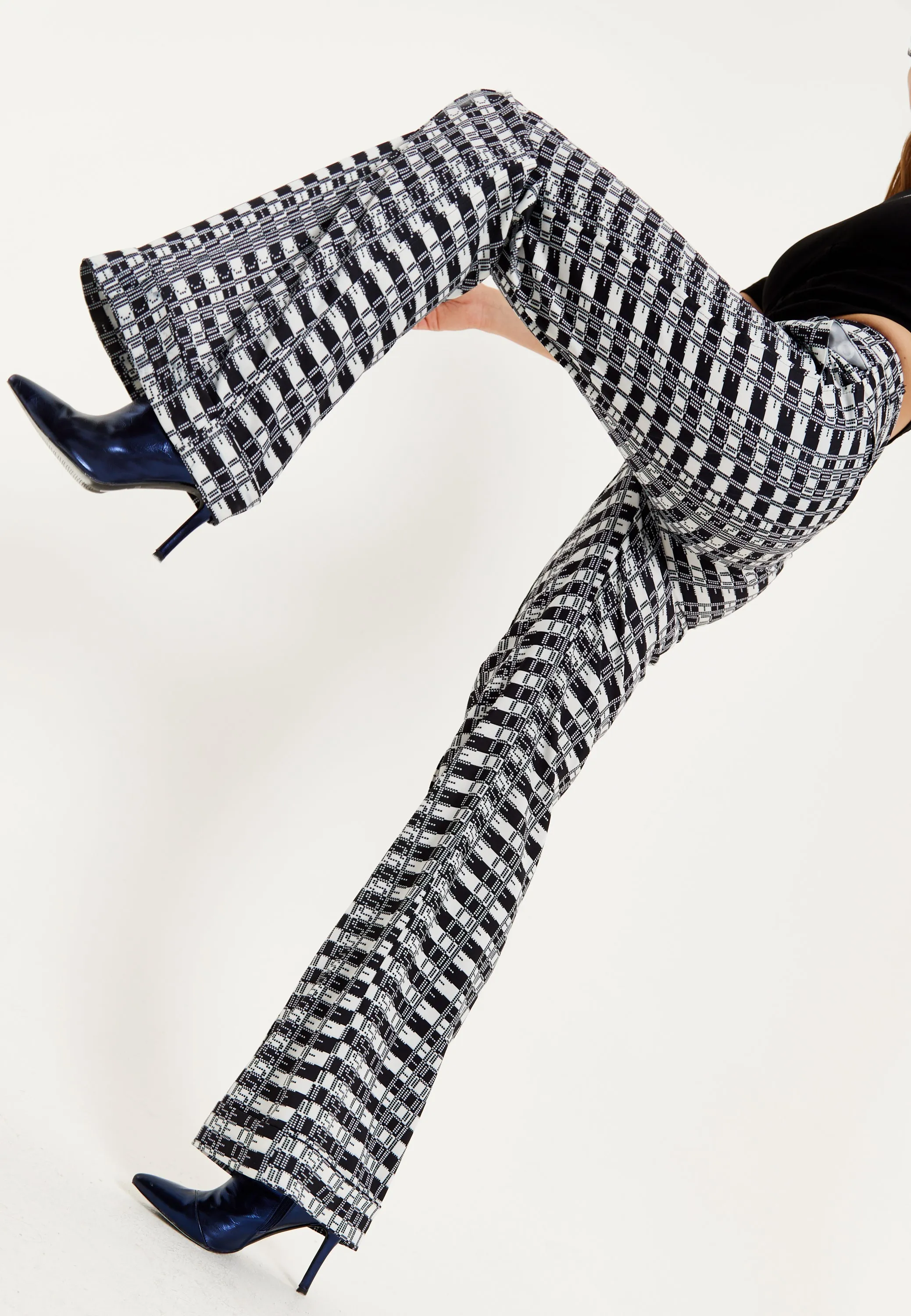 House Of Holland Striped and Logo Printed Trousers in Black and White