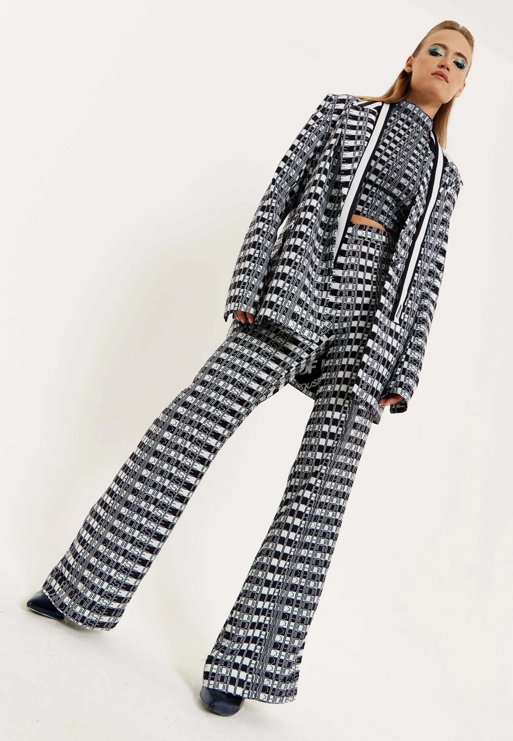 House Of Holland Striped and Logo Printed Trousers in Black and White