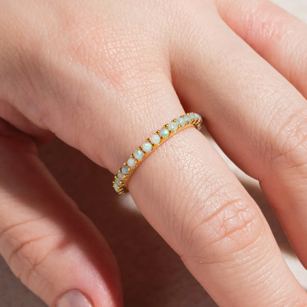 Indecisive Opal and Amazonite Eternity Band