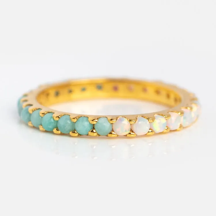 Indecisive Opal and Amazonite Eternity Band