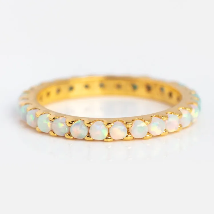 Indecisive Opal and Amazonite Eternity Band