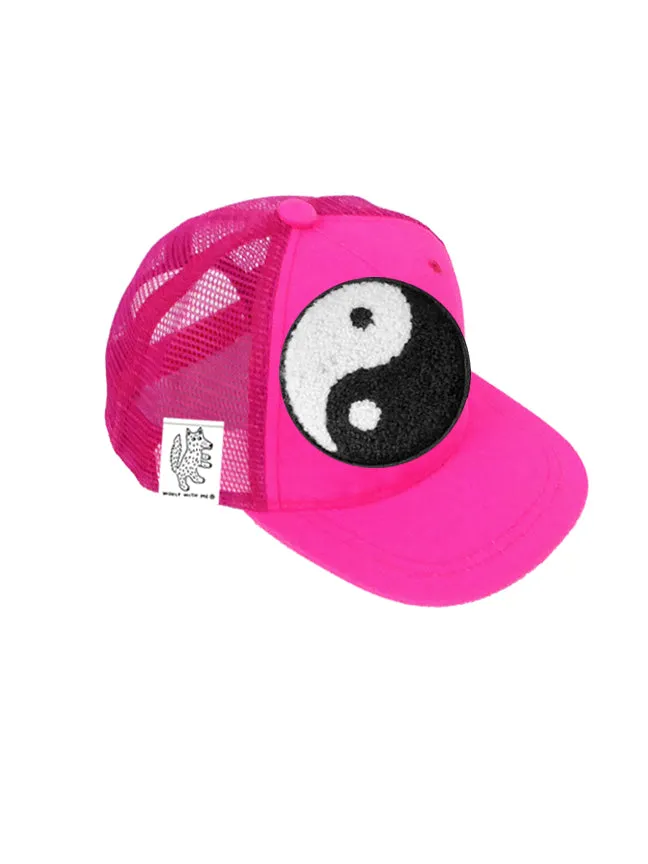 INFANT Trucker Hat with Interchangeable Velcro Patch (Neon Pink)