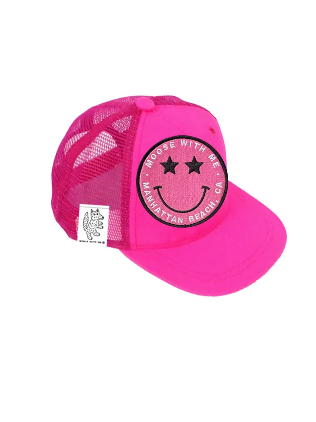 INFANT Trucker Hat with Interchangeable Velcro Patch (Neon Pink)