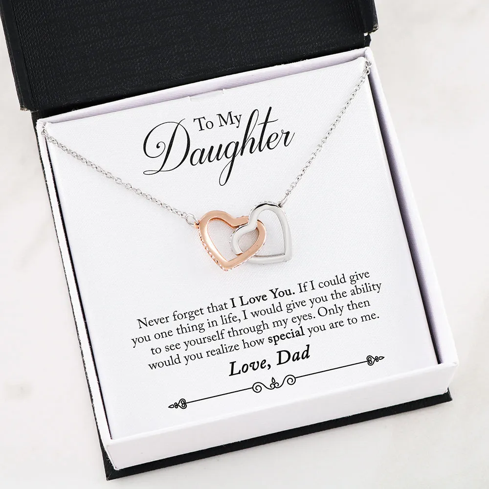 Interlocking Heart Necklace With Never Forget Message Card