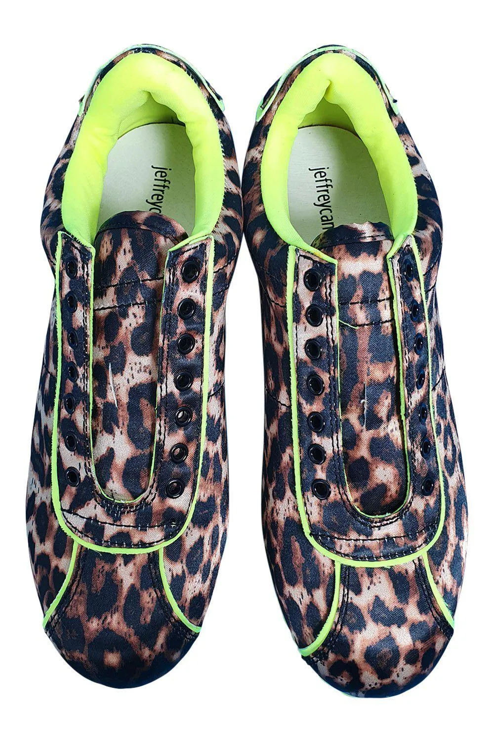 JEFFREY CAMPBELL Sprinter-b Rally Sneaker In Cheetah Satin/ Neon Yellow (US 7 | UK 4)