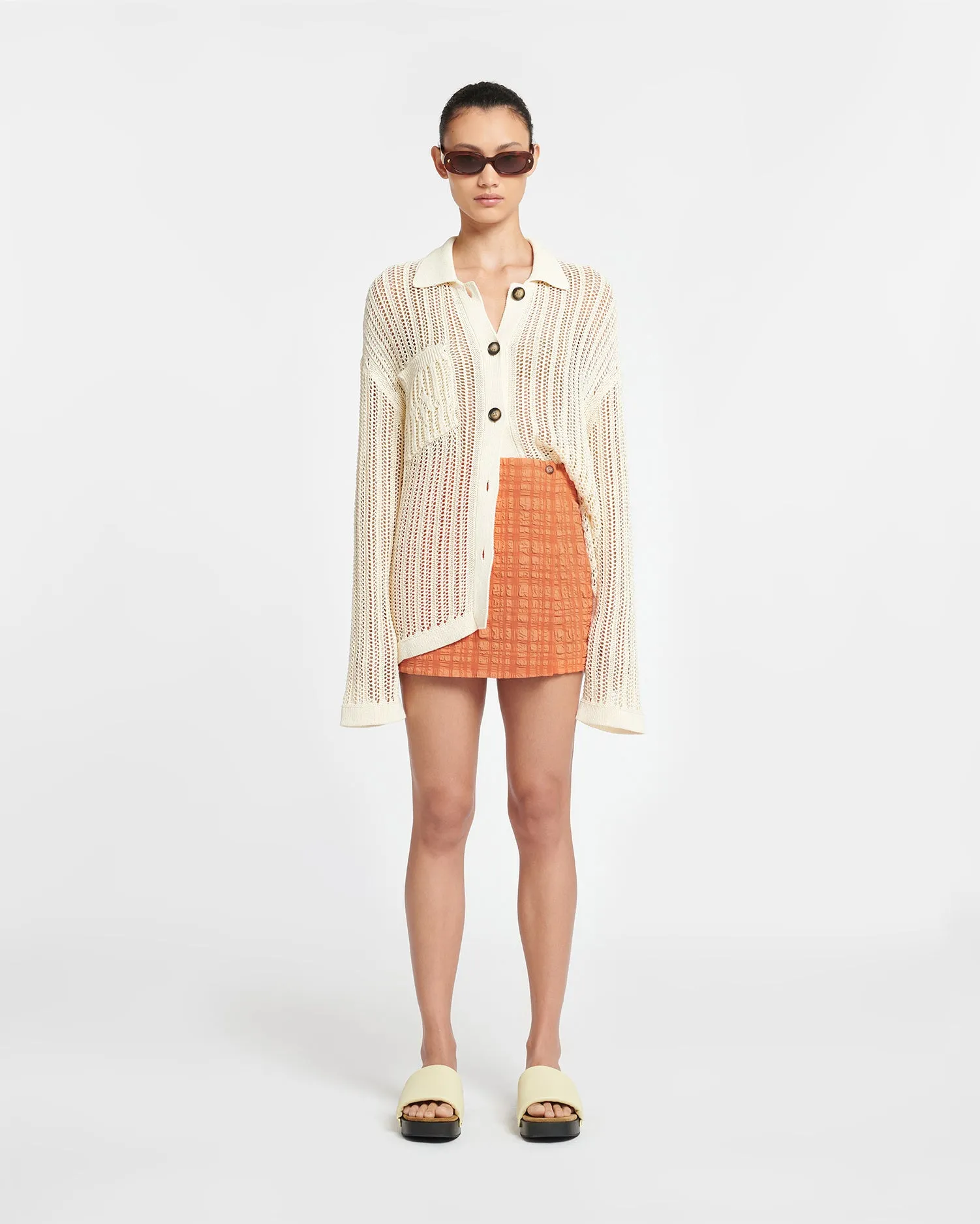 Jiske - Crochet Shirt - Creme