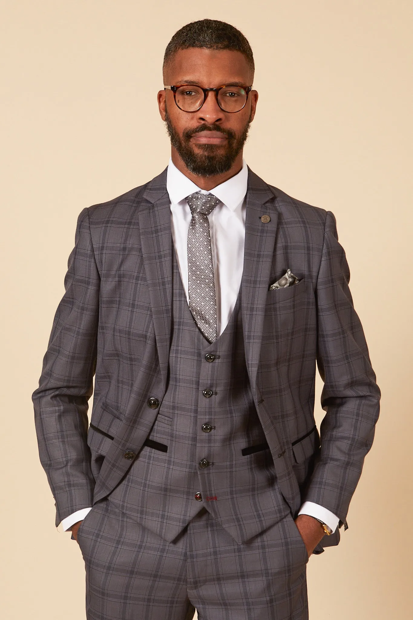 JOSE - Grey Check Three Piece Suit