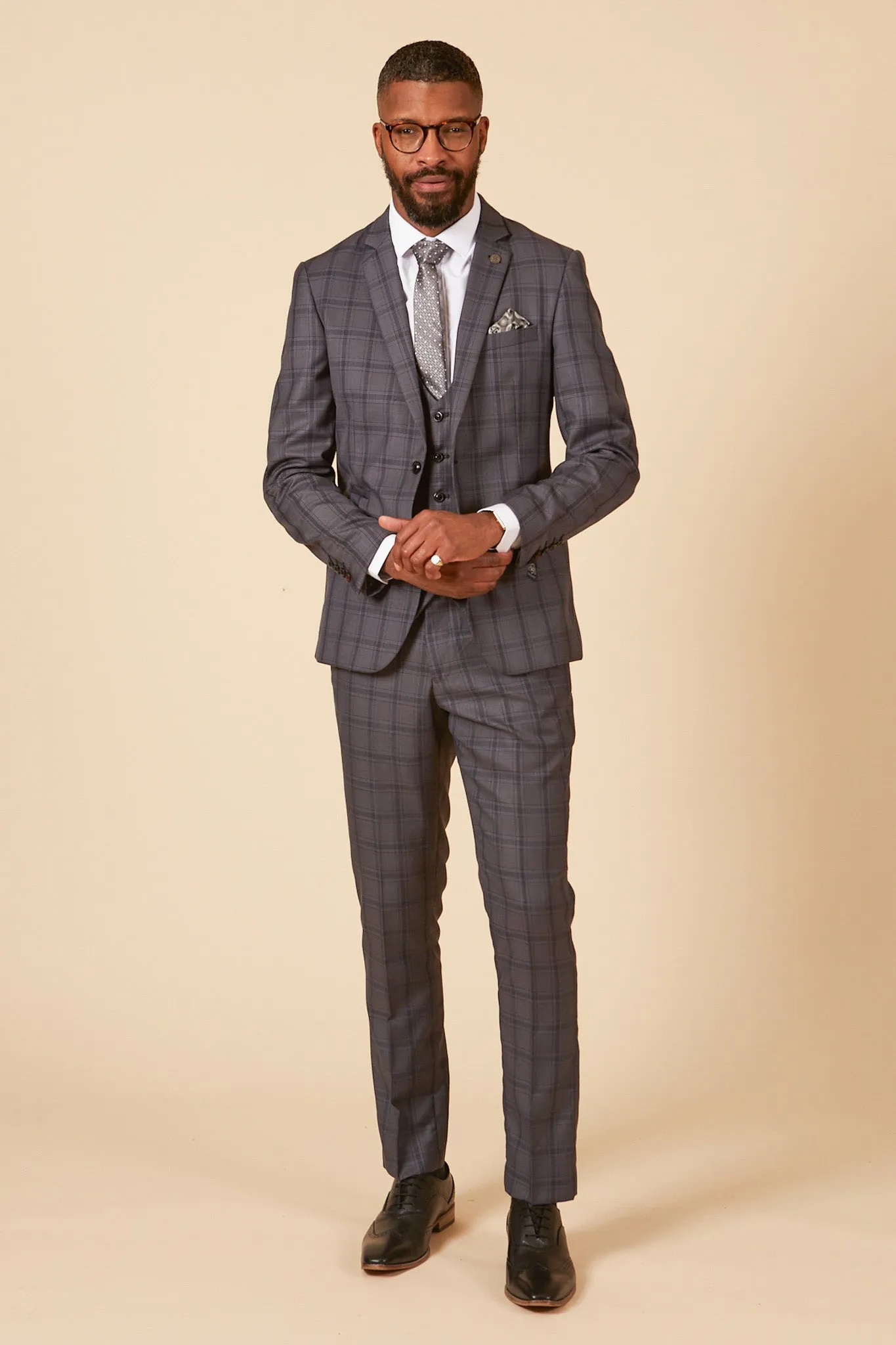 JOSE - Grey Check Three Piece Suit