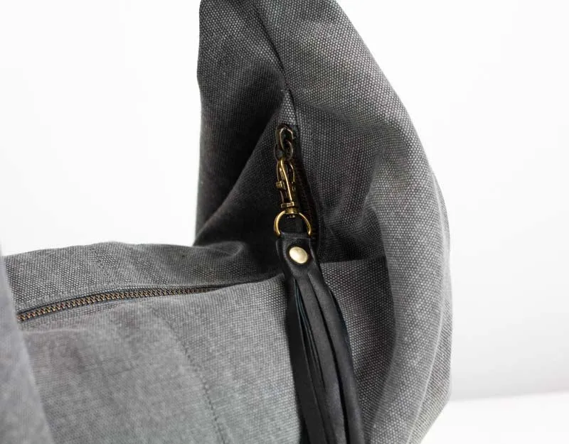 Kallia mini bag - Grey canvas and black leather