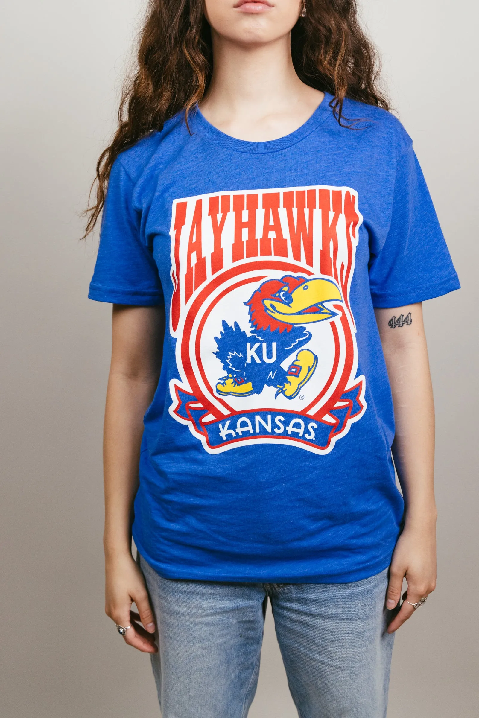 Kansas Jayhawks Cola Design Royal Blue T-Shirt