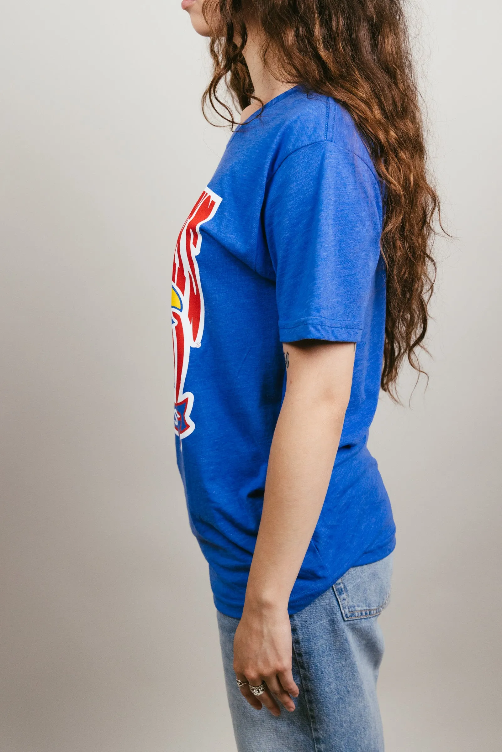 Kansas Jayhawks Cola Design Royal Blue T-Shirt