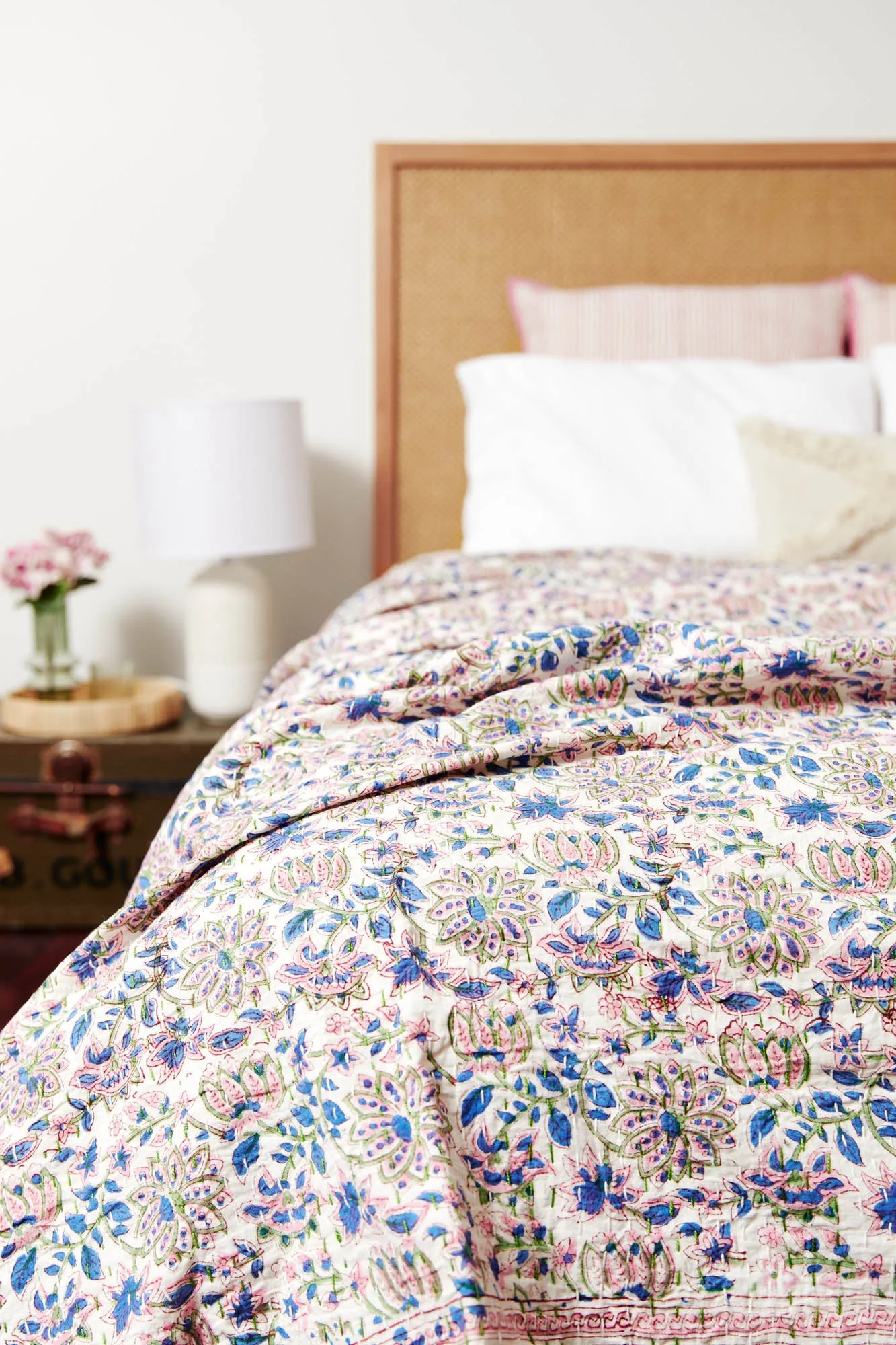 Kantha Quilt Pink Lotus